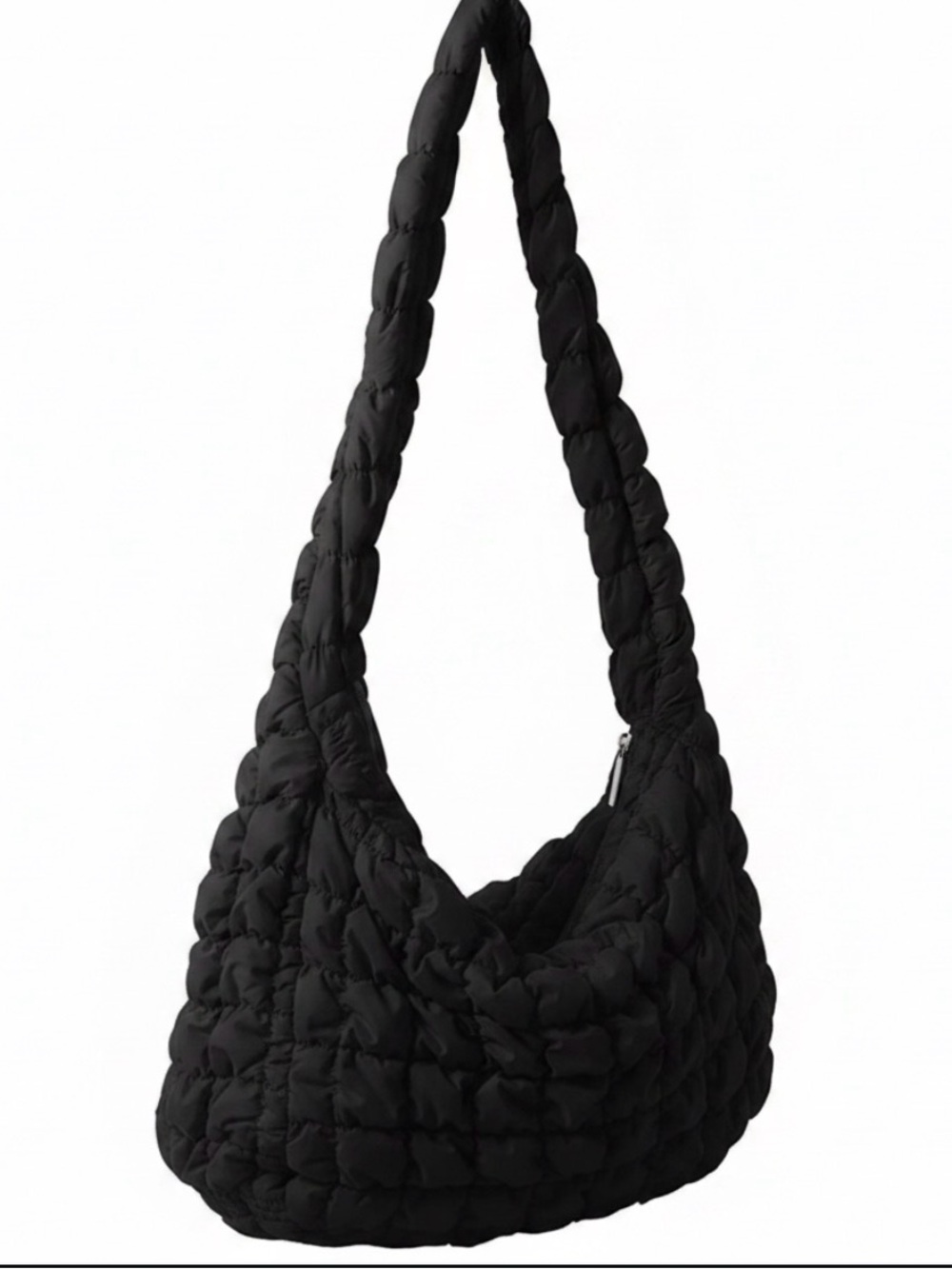 Amazon Quilted Hobo Shoulder Bag in Black